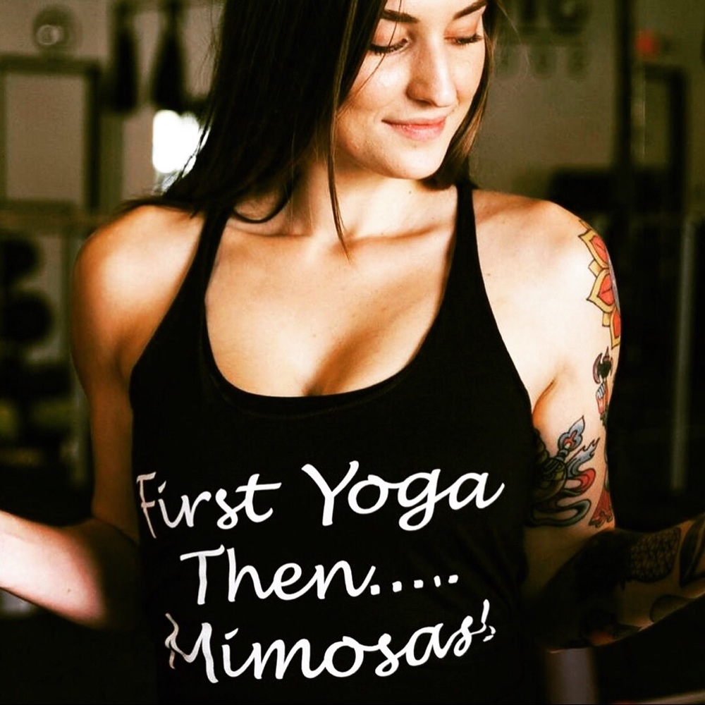 First yoga then Mimosas Tank top